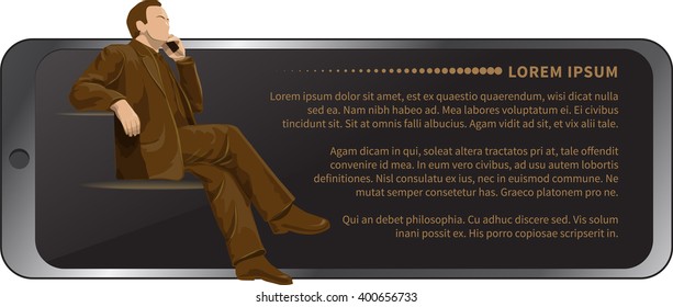 The vector image of the person who is talking on the phone.