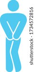 Vector image of a person who wants to go to the toilet. to indicate the toilet