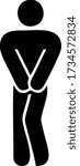 Vector image of a person who wants to go to the toilet. to indicate the toilet
