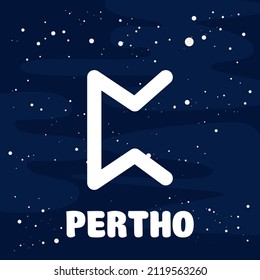 vector image of pertho rune on a starry background