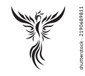 Vector image of Phoenix, black, simple.