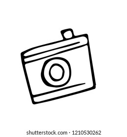 Vector image of a photocamera. Simple free hand drawing.