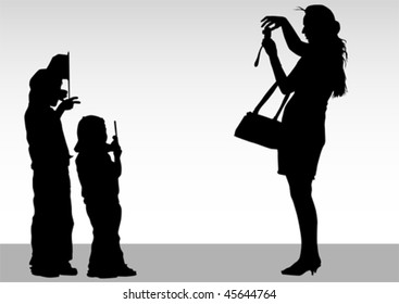 Vektorbild des Fotografen und der Kinder