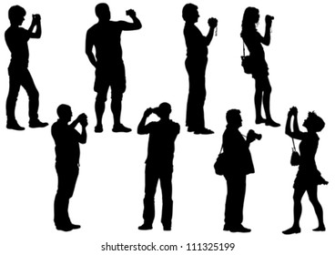Vector image of photographers with equipment at work