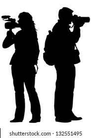 Vektorbild von Fotografen mit Arbeitsausrüstung