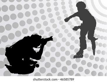 Vektorbild von Fotografen mit Arbeitsausrüstung