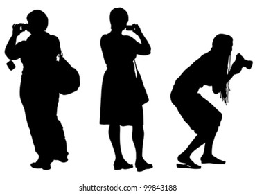 Vector image of photographers with equipment at work