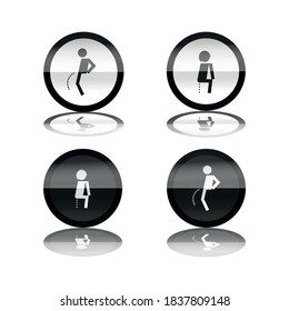 Vektorbild. Piktogramme für Damen- und Herren-Toiletten.
