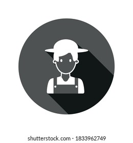 Vector image. Pictograph of a farmer. Gray button.