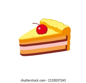 Vector image of a piece of cake on a white background