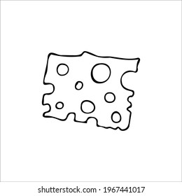 vector image of a piece of cheese in the style of doodle 