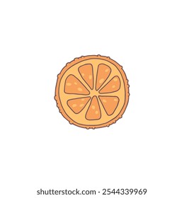 Vector image of a piece of orange orange with a peel. A hand-drawn citrus fruit is perfect for graphic design. Useful for projects that use a lemon logo or icon.