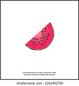 Vector  image of a piece watermelon. Watermelon icon on white isolated background. Layers grouped for easy editing illustration. For your design.