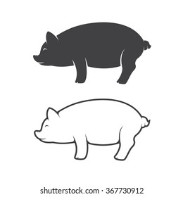 Vector image of an pig design on white background 