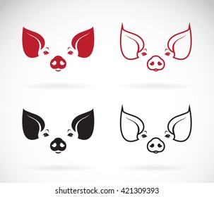 Vector image of an pig design on white background, Animal Farm. Vector illustration.
