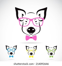 Vector image of a pig glasses on white background. Fashion