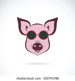 Vector image of a pig glasses on white background. Animals Fashion