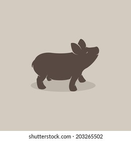 Vector image of an pig on brownish background