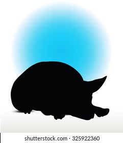 Vector Image, pig silhouette, in Lay pose, isolated on white background