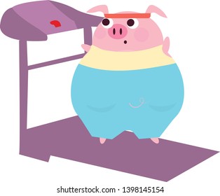 vector image of a pig that is trying to lose weight