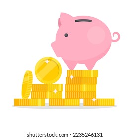 Vector image of a piggy bank in the form of a pig. A design element for a website, applications, social networks. The concept of investments, business, profit and income.
