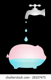 a vector image of a piggy bank saving water
