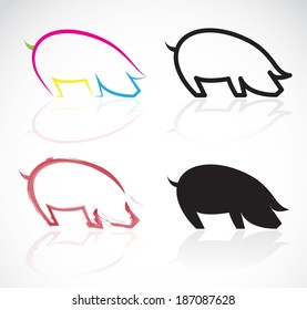 Vector image of an pigs on white background