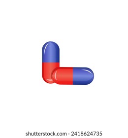 Vector image, pills in a red and blue shell