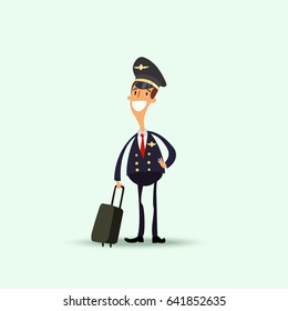Vector image of a pilot of a passenger airplane.