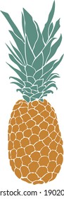 Vector image of pineapple, abstract style. Orange and green. Element for design, clipart.
