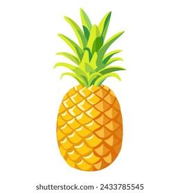 Vektorbild der Ananas auf isoliertem weißen Hintergrund. Zitrusfrüchte. Reife und leckere Produkte.