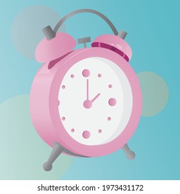 vector image of pink alarm clock