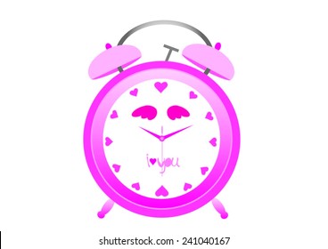 vector image of a pink alarm clock