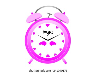 vector image of a pink alarm clock