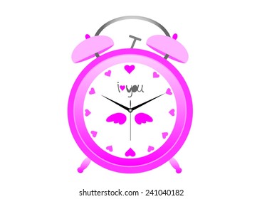 vector image of a pink alarm clock
