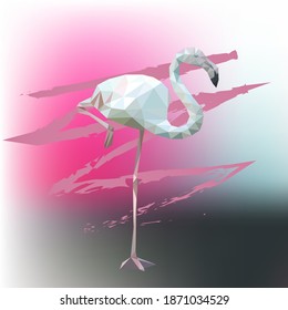Vektorbild von rosafarbenem Flamingo. Low-Poly-Vogel