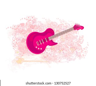 vector image of pink guitar - abstract background