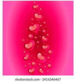 vector image with pink hearts for Valentine's Day