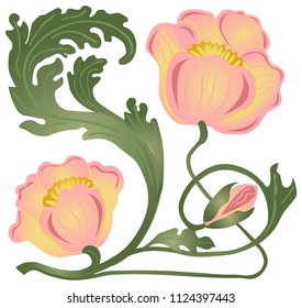 vector image of a pink rose flower in modern style