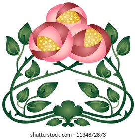 vector image – pink rose flower in modern style