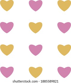 Vector image of pink and yellow hearts