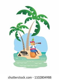 Vector image of a pirate in cartoon style. Children's illustration isolated on white background.