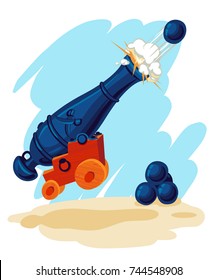 Vector image of a pirate gun at the moment of a shot