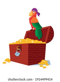vector image of a pirate parrot on a chest