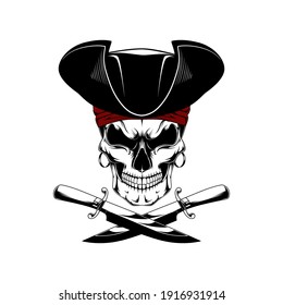 Vektorbild eines Piratenschädels. Pirate mit Messern.