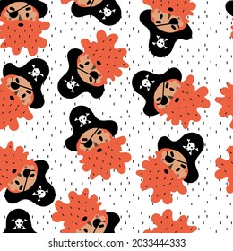 Vector image. Pirates seamless pattern. Children's decoration.