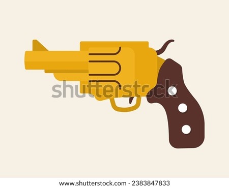 Vector image of a pistol revolver weapon. Colorful illustration on the theme of the Wild West for posters and prints. Retro drawing.