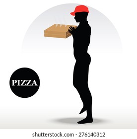 Vector Image - Pizza Delivery Person isolated on white background
