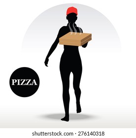 Vector Image - Pizza Delivery Person isolated on white background
