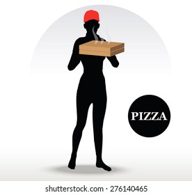 Vector Image - Pizza Delivery Person isolated on white background
